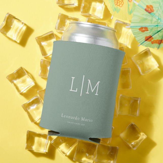 Custom Monogram Name  Can Cooler (In Situ Summer)
