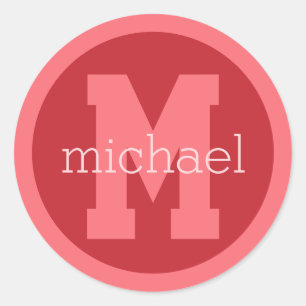 Custom monogram & name classic round sticker