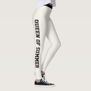Custom Monogram Name Classy Solid Ivory Cute Black Leggings