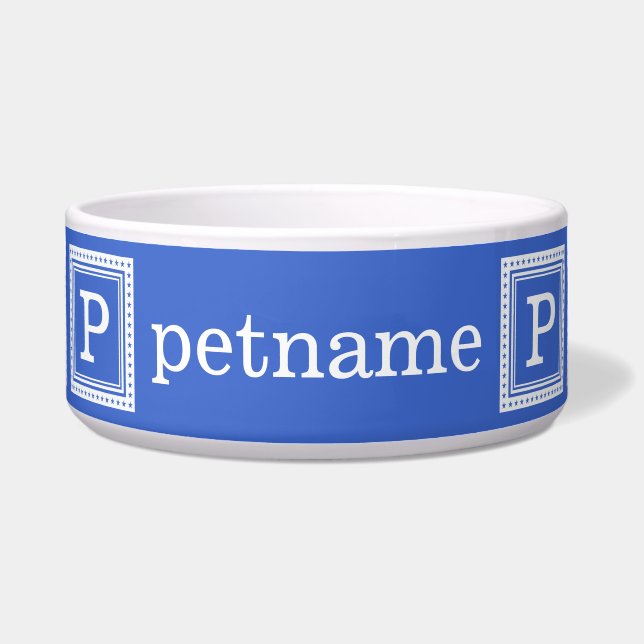 Custom monogram, name & color pet bowls (Front)