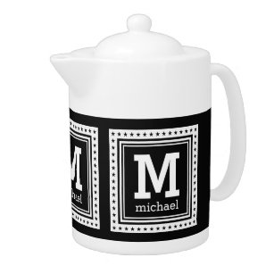 Custom monogram, name & color teapot