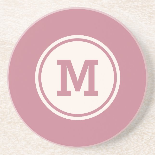 Custom monogram, name & colour sandstone coaster (Front)