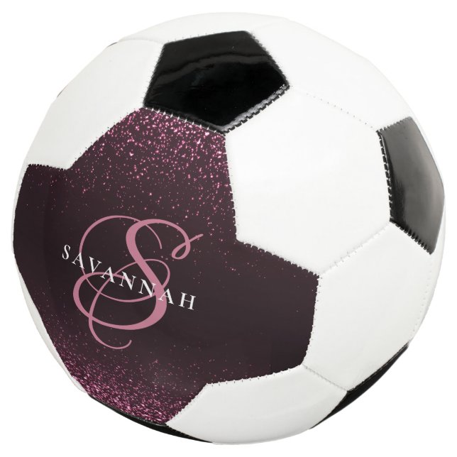 Custom Monogram Name Cool Girly Glitter Football (Three Quarter)