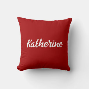 Custom Monogram Name Dark Candy Apple Red Cushion