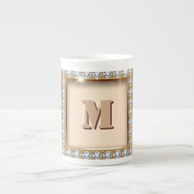 Custom Monogram  Name Design ✨ Bone China Mug (Front)