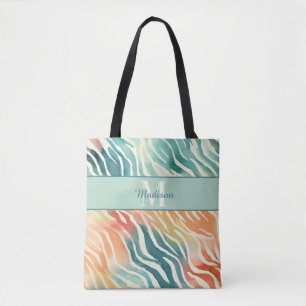 Custom Monogram Name Elegant Muted Multicolored  Tote Bag