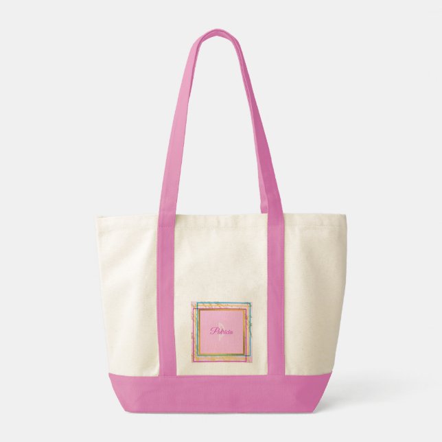  Custom Monogram Name Feminine Trendy Modern Tote Bag (Back)