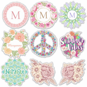 Custom Monogram / Name Flower stickers
