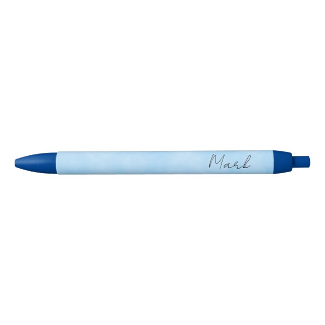 Custom Monogram Name Glimmering Blue Lights School Black Ink Pen (Front)