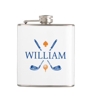 Custom Monogram Name Golf Clubs Ace Classic Hip Flask