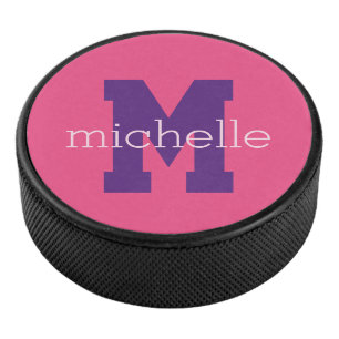Custom monogram & name hockey puck