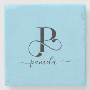 Custom Monogram Name Marble Stone Coaster