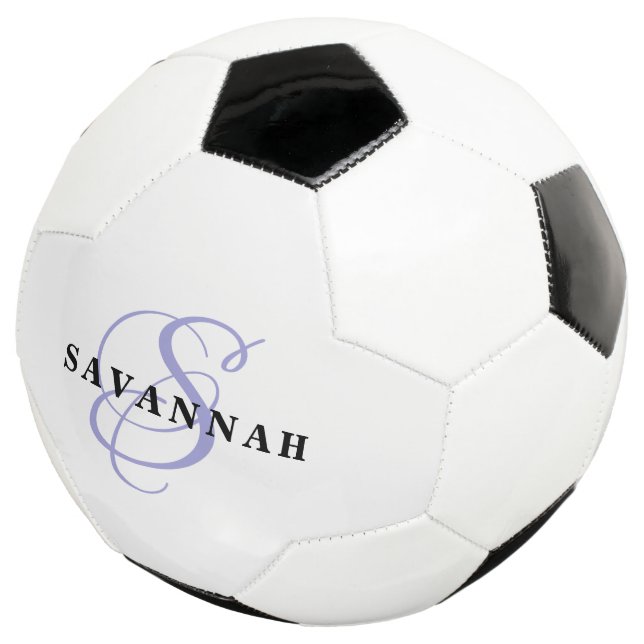 Custom Monogram Name Modern Fun Sports Purple Football (Three Quarter)