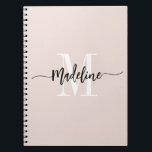Custom Monogram Name Modern Script Swirls Gift Notebook<br><div class="desc">Elegant, modern gift notebook with your custom name and monogram in a trendy hand lettered script calligraphy design in minimalist blush pink and black, this typography driven design makes a great gift for coworkers, teachers, coaches, girlfriends, boyfriends, wives, daughters, or any other work or family member! Great for the office...</div>