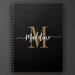 Custom Monogram Name Modern Script Swirls Gift Notebook<br><div class="desc">Elegant, modern gift notebook with your custom name and monogram in a trendy hand lettered script calligraphy design in minimalist dusty earth tone and black, this typography driven design makes a great gift for coworkers, teachers, coaches, girlfriends, boyfriends, wives, daughters, or any other work or family member! Great for the...</div>