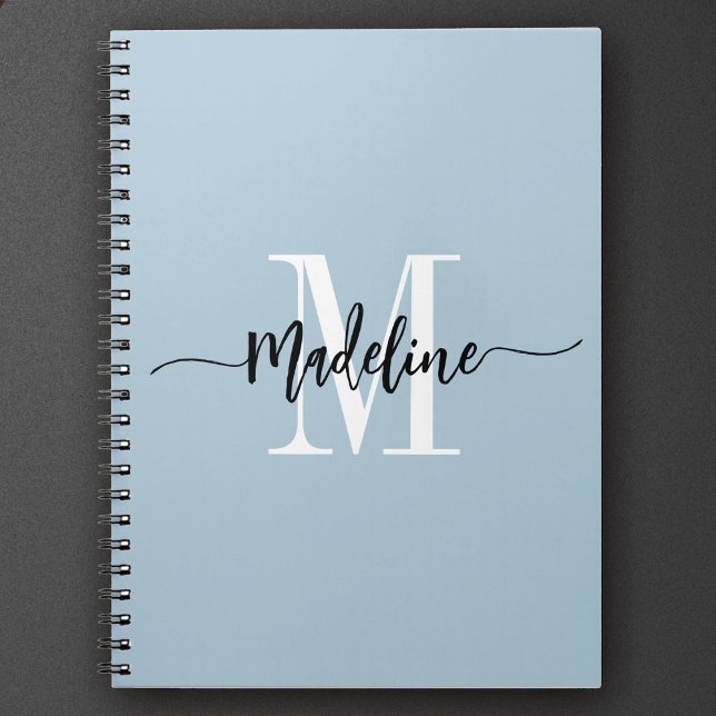 Custom Monogram Name Modern Script Swirls Gift Notebook (Creator Uploaded)