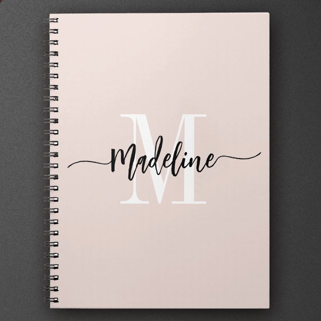 Custom Monogram Name Modern Script Swirls Gift Notebook (Creator Uploaded)