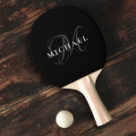 Custom Monogram Name Modern Sports Cool Ping Pong Paddle<br><div class="desc">Custom monogram photo ping pong paddle with your name in white,  initial in grey on minimalist black backdrop. Great gift for dad on Father's day!</div>