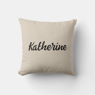 Custom Monogram Name Natural Linen Cushion