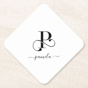 Custom Monogram Name Paper Coaster