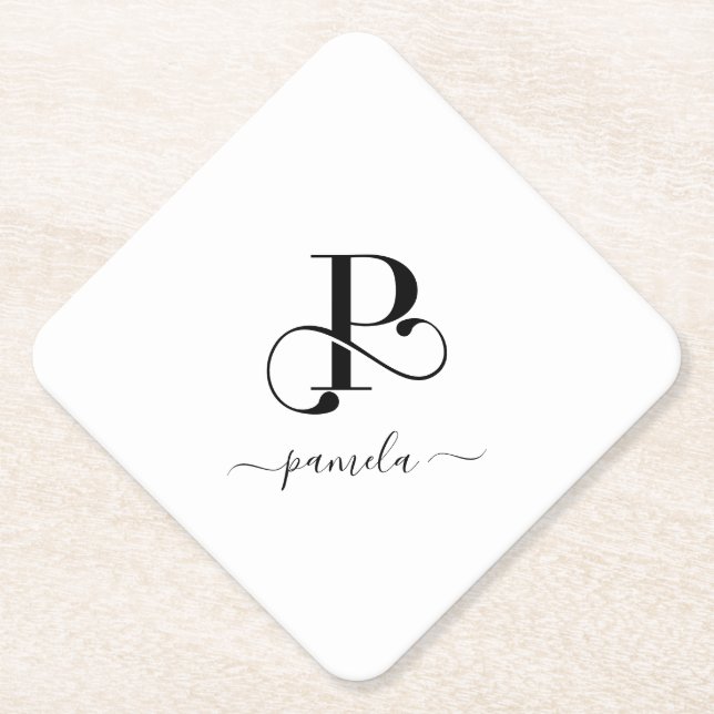 Custom Monogram Name Paper Coaster (Front)