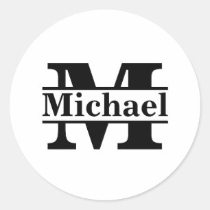 Custom Monogram Name Personalised Classic Round Sticker