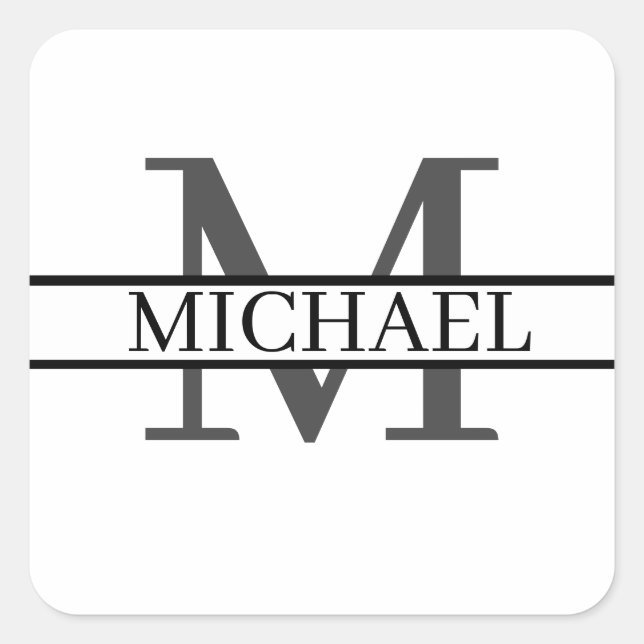 Custom Monogram Name Personalised Square Sticker (Front)