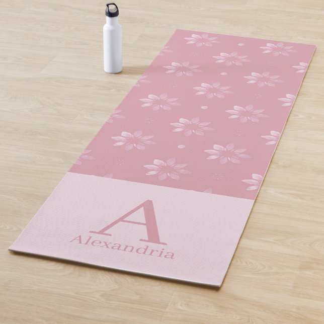 Custom Monogram Name Pink Pattern Yoga Mat (In Situ)