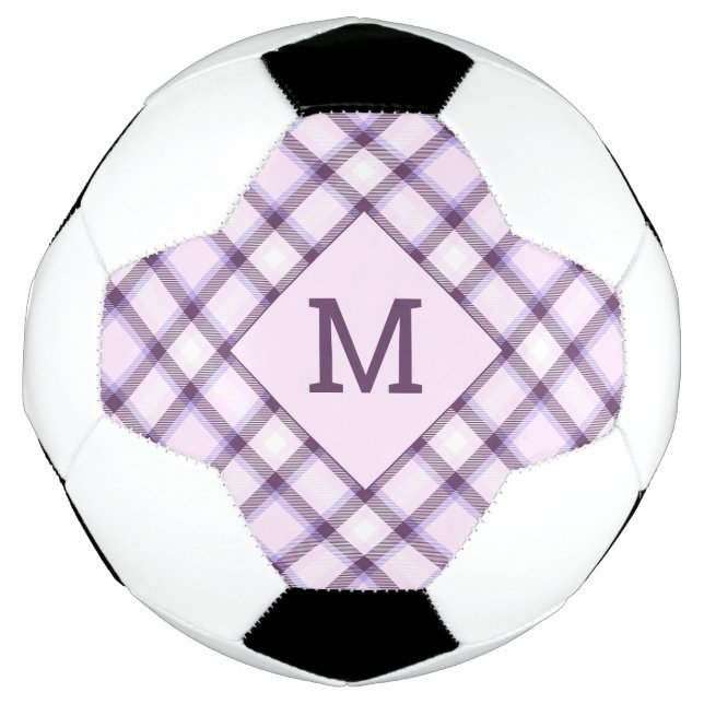 Custom Monogram & Name Plaid / Tartan Pattern Football (Front)