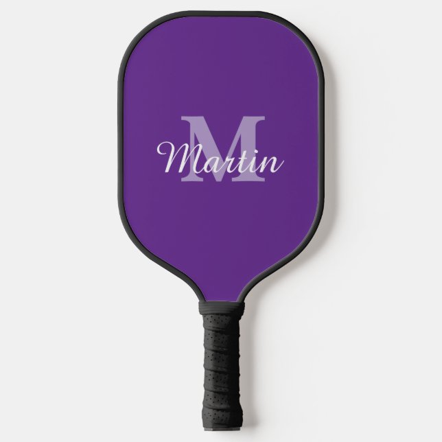 Custom monogram name purple and white  pickleball paddle (Front)