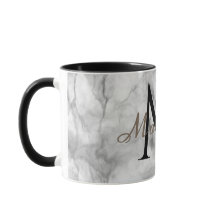 Custom monogram name realistic White Marble Design
