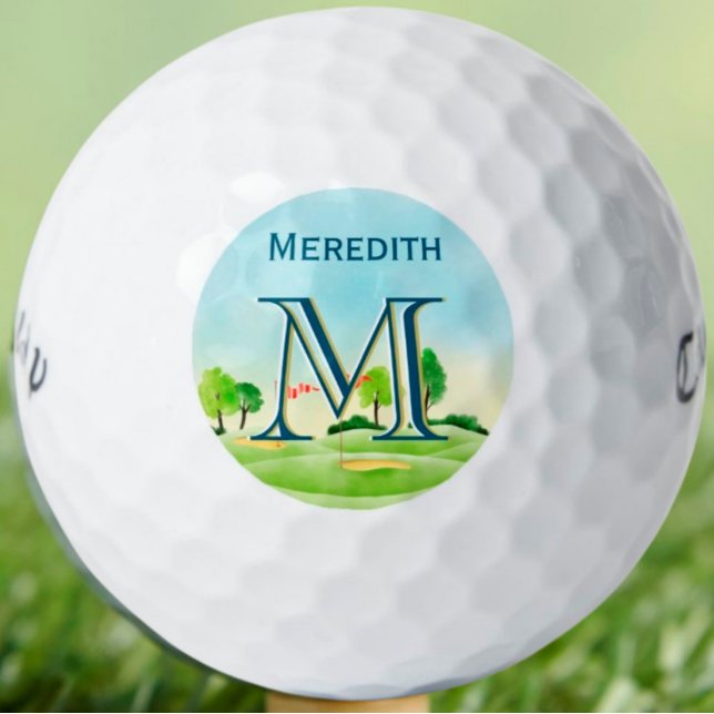 Custom Monogram Name Scenic Course  Golf Balls (Creator Uploaded)