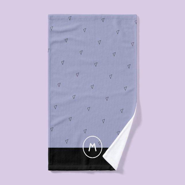 Custom monogram name simple blue black minimalist hand towel (Hand Towel)