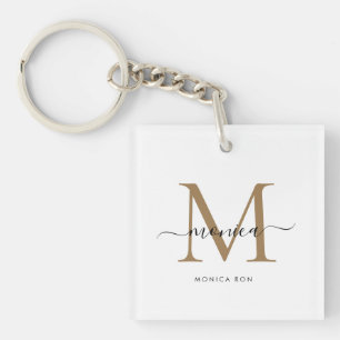 Custom Monogram Name Tote Bag Key Ring