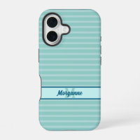 Custom monogram name turquoise stripe pattern