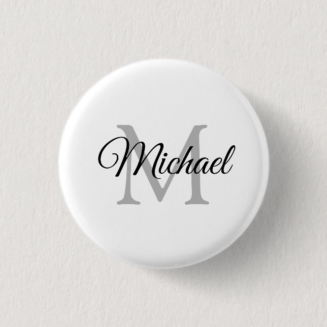 Custom Monogram Name White Template Round 3 Cm Round Badge (Front)