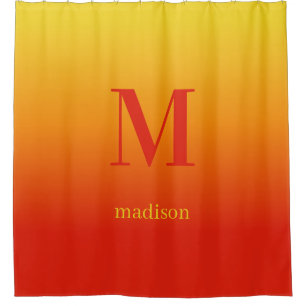 Custom monogram & name Yellow to Red Gradient Shower Curtain