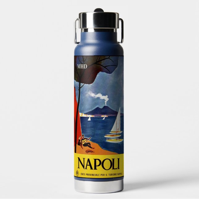Custom monogram Napoli (Naples) Water Bottle (Front)