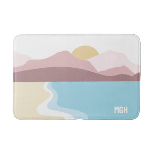 Custom Monogram Nature Illustration Bath Mat