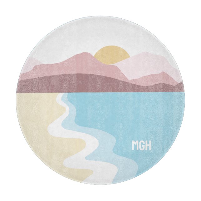 Custom Monogram Nature Illustration Cutting Board (Front)