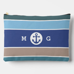 Custom Monogram Nautical Stripes Accessory Pouch