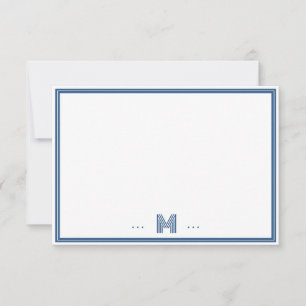Custom Monogram Navy Blue Border Card