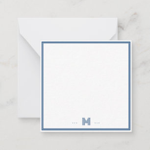 Custom Monogram Navy Blue Border Card