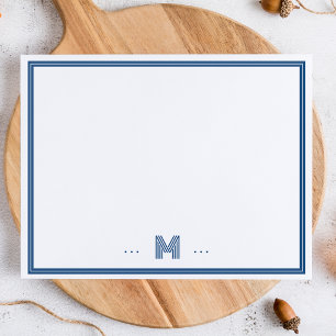 Custom Monogram Navy Blue Border Card