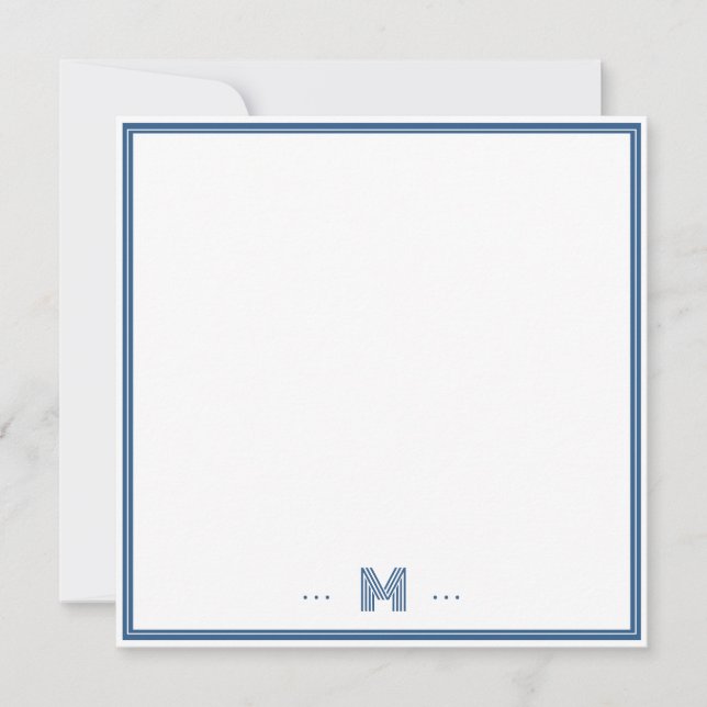 Custom Monogram Navy Blue Border Card (Front)