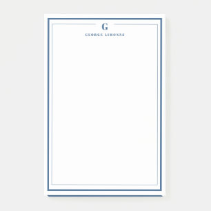 Custom Monogram Navy Blue Border Stationery Post-it Notes