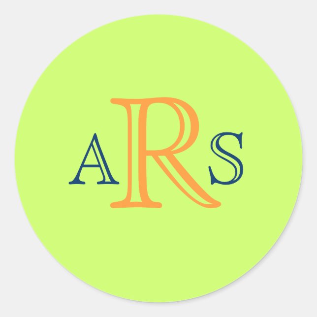 Custom Monogram Navy, Cantaloupe, Lime Green Seal (Front)