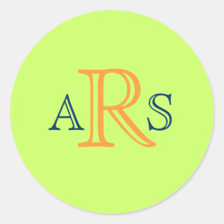 Custom Monogram Navy, Cantaloupe, Lime Green Seal