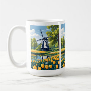 Custom Monogram Netherlands Windmills Coffee Mug