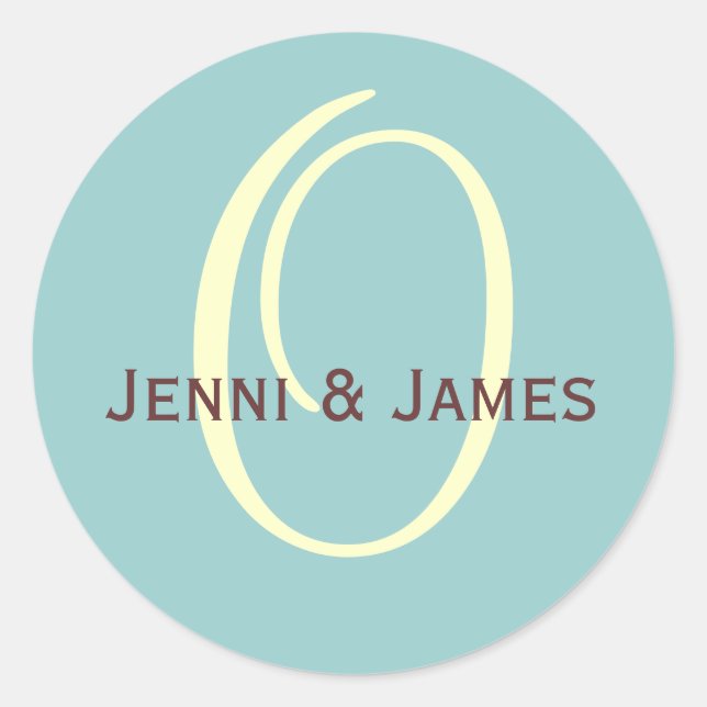 Custom Monogram O Wedding Favour & Envelope Sticke Classic Round Sticker (Front)